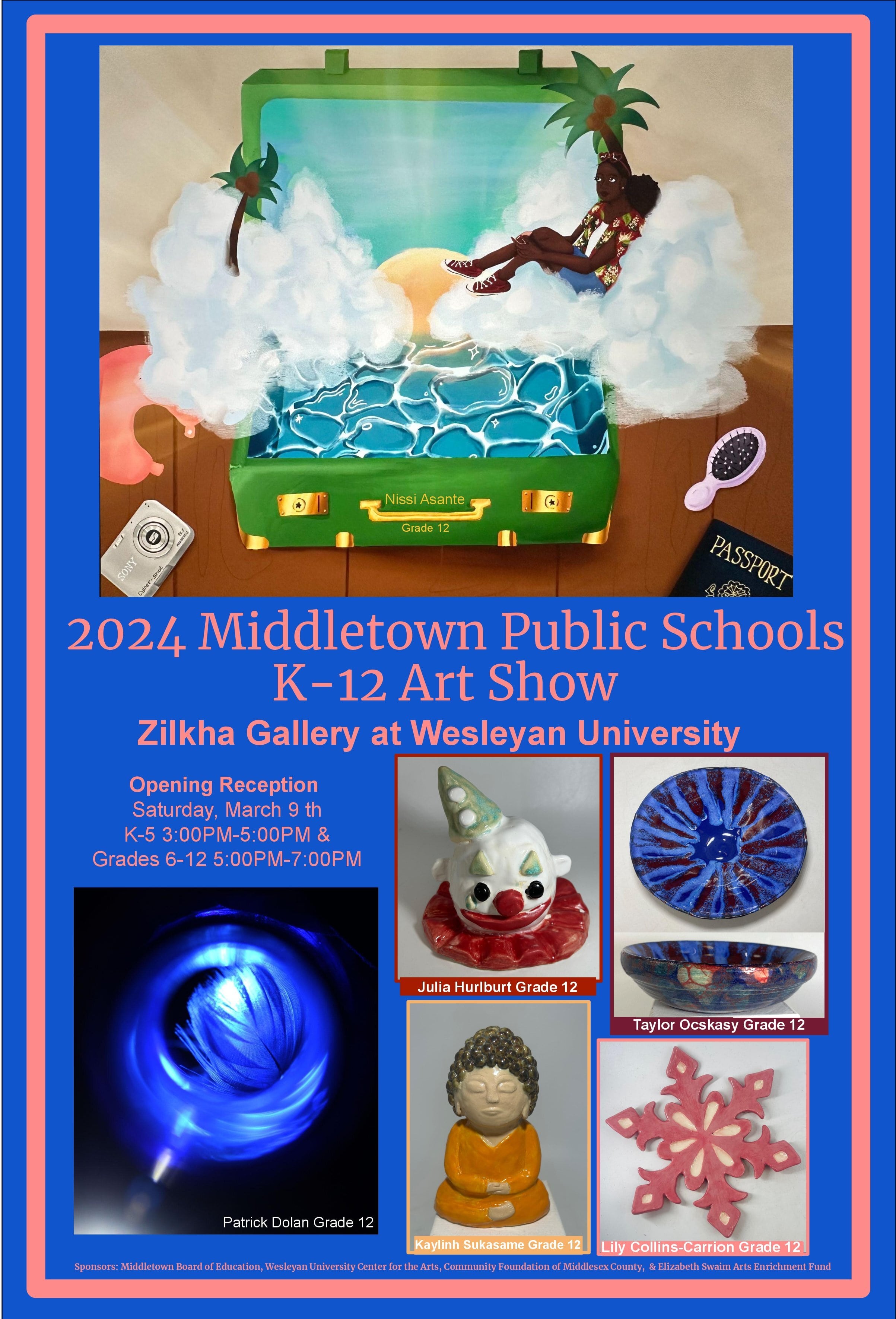 Flyer for the 2024 Middletown Public Schools K-12 Art Show
